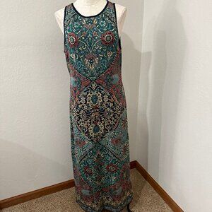 Peruvian Connection pima cotton jacquard knit sleeveless maxi dress size Large